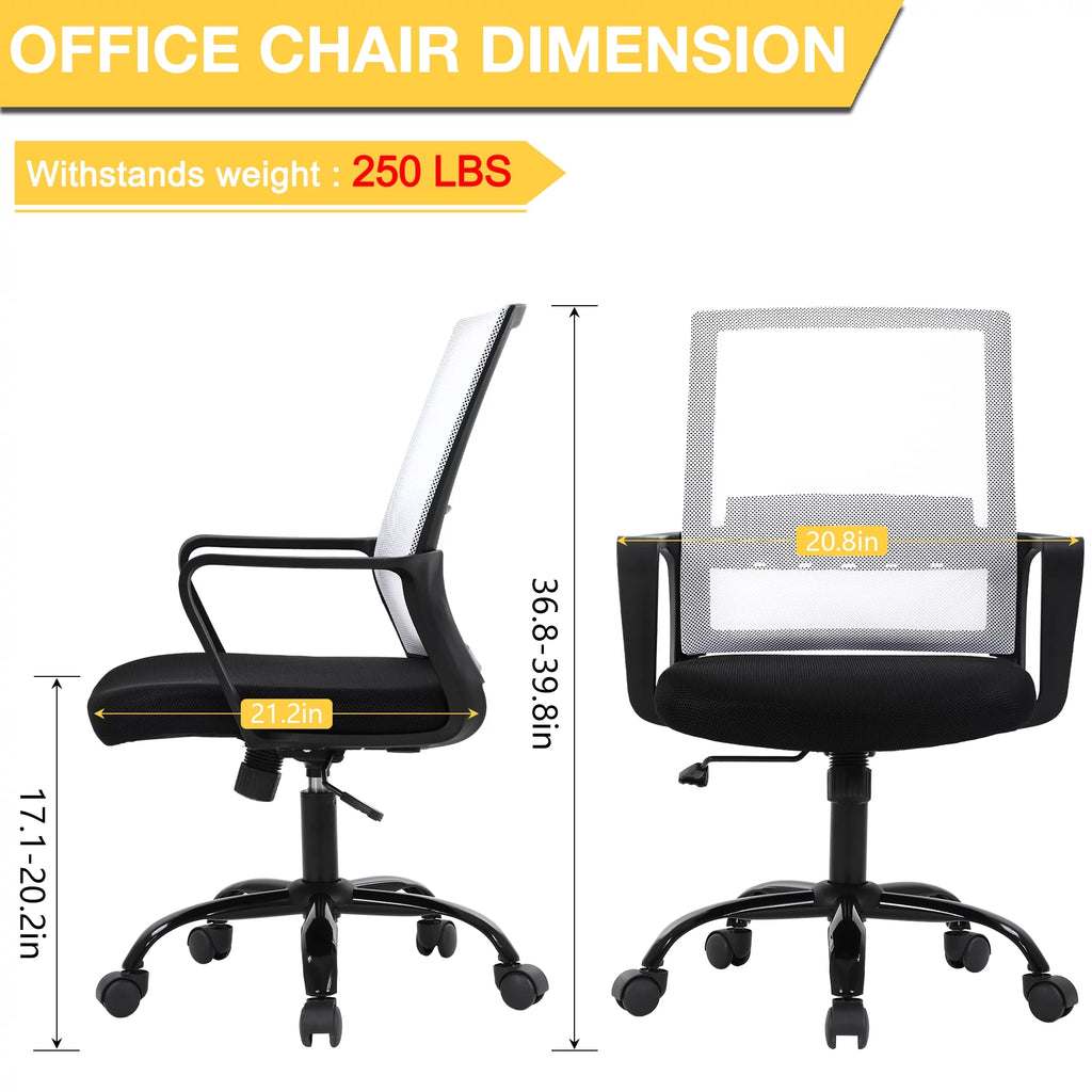 White Mesh Office Chair with Lumbar Support G153