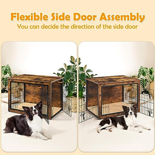 27.5'' Wooden Dog Crate Furniture with Cushion W20329