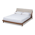 King Platform Bed in Light Beige/Walnut Brown J3045