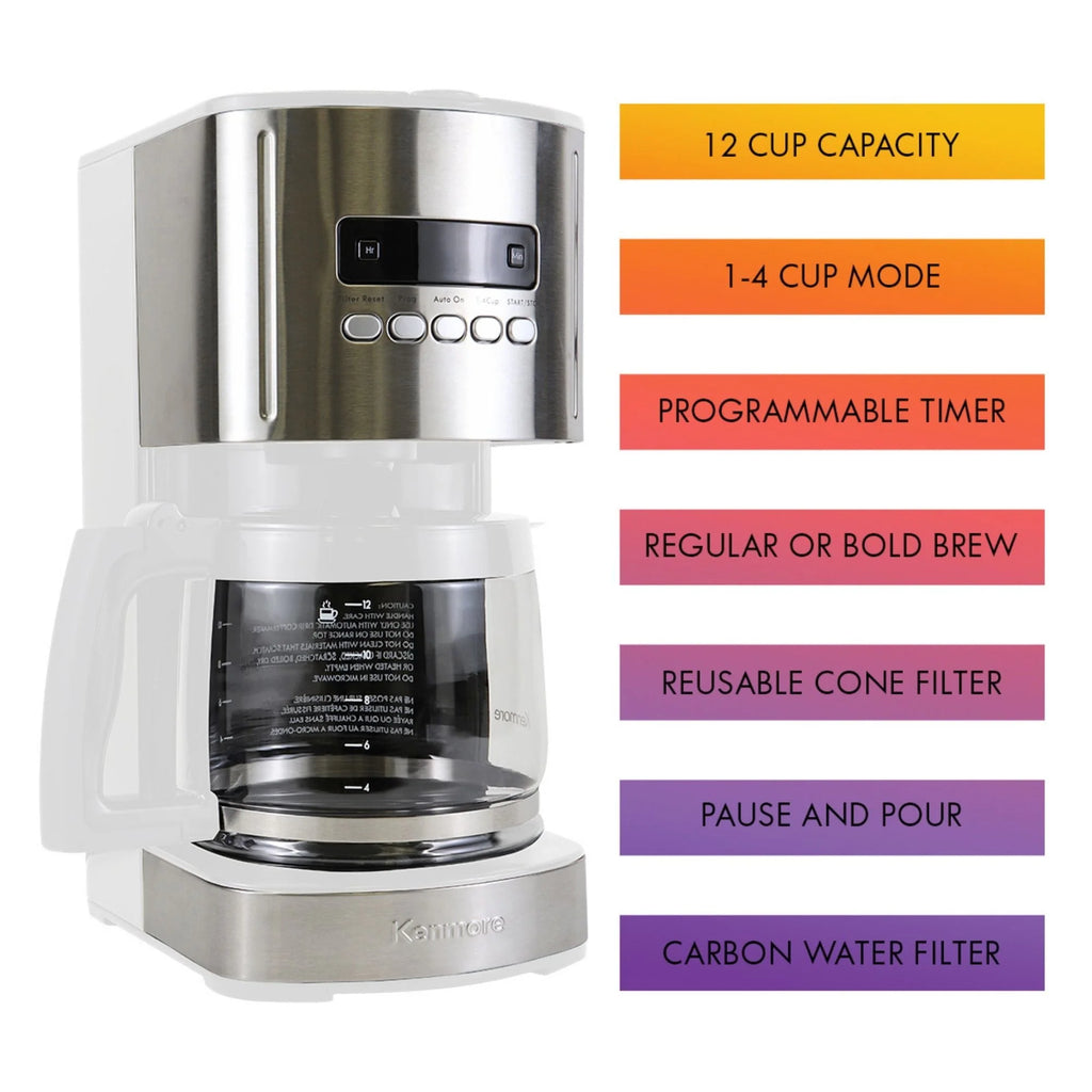 White 12-Cup Programmable Drip Coffee Maker V940856