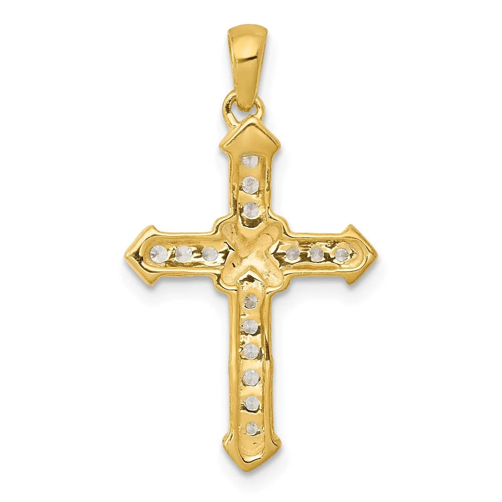 14K Yellow Gold Diamond Cross Pendant R3805
