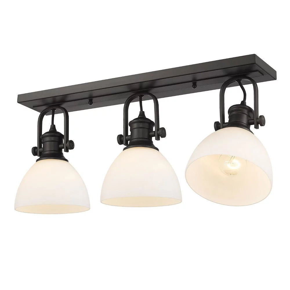 3 Light Semi-Flush Mount Pewter Seeded Glass H67169