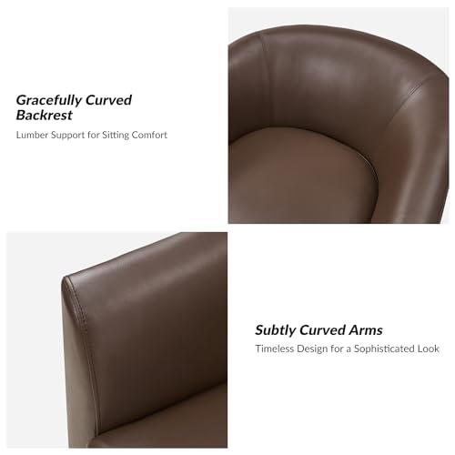 Brown Genuine Leather Swivel Barrel Chair Set of 2 G60636
