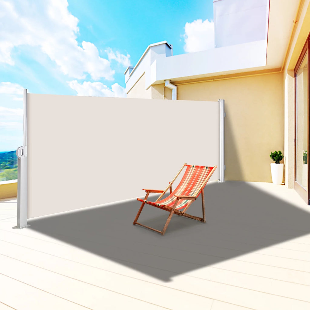 Retractable Patio Side Awning Waterproof Creamy-White P9771
