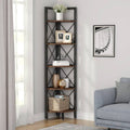 5 Tier Corner Bookshelf Bookcase Brown G844