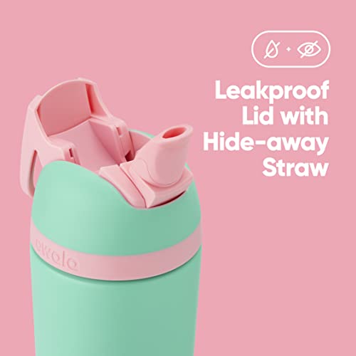 14 Oz Stainless Steel Water Bottle with Straw I23435