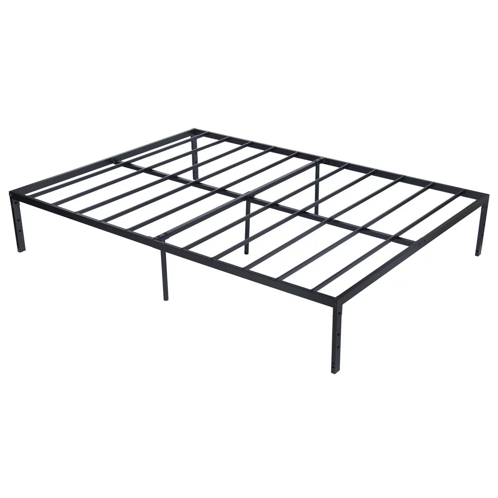 Queen Size Black Metal Slat Bed Frame Y81659