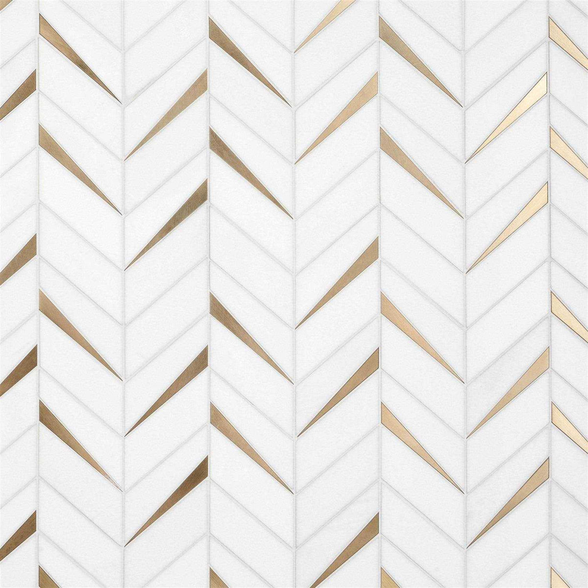 Polished Marble and Brass Wall Mosaic Tile T35784
