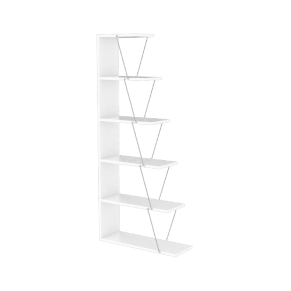 5 Tier White Ladder Bookshelf D759