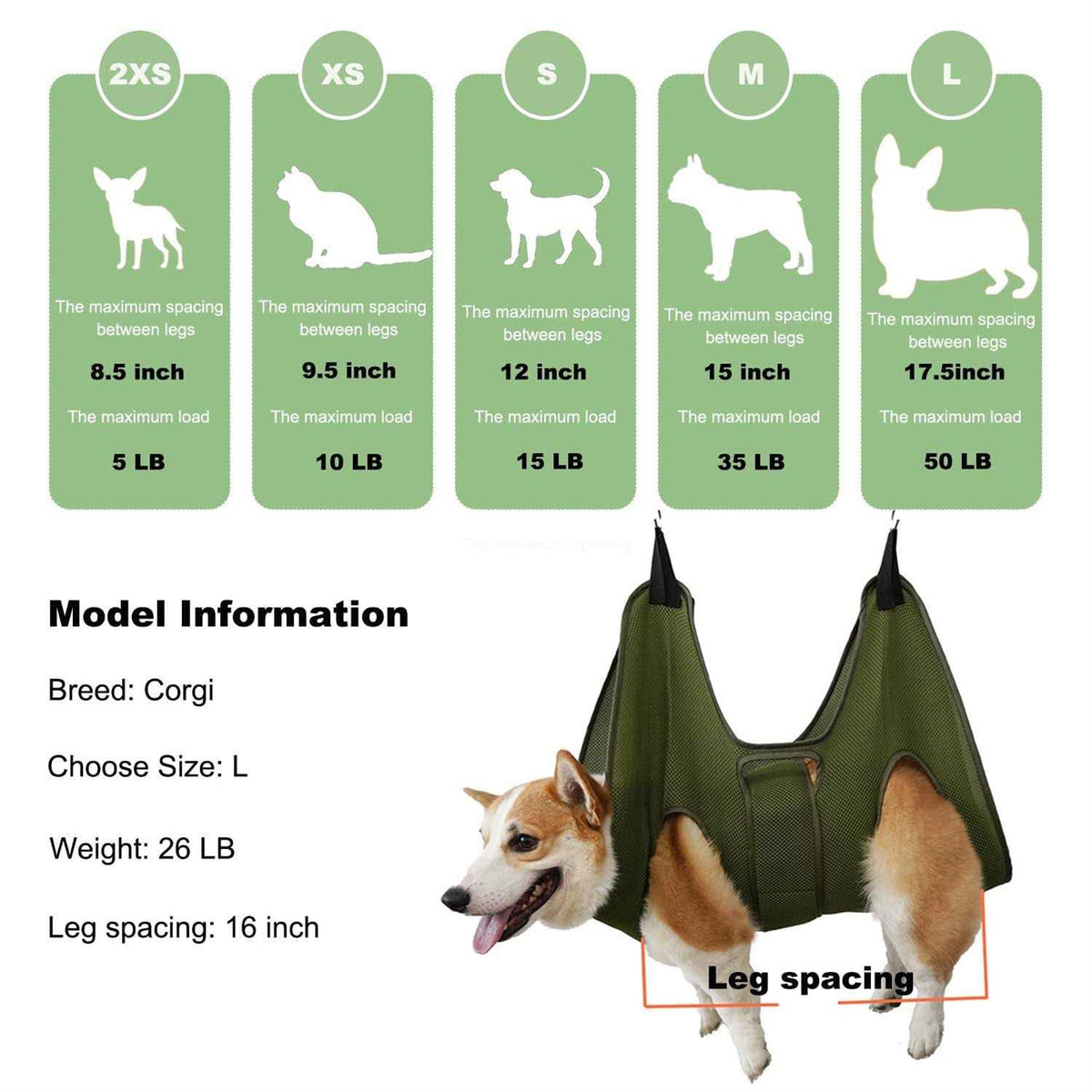 Dog Grooming Hammock Harness with Nail Clippers V3053