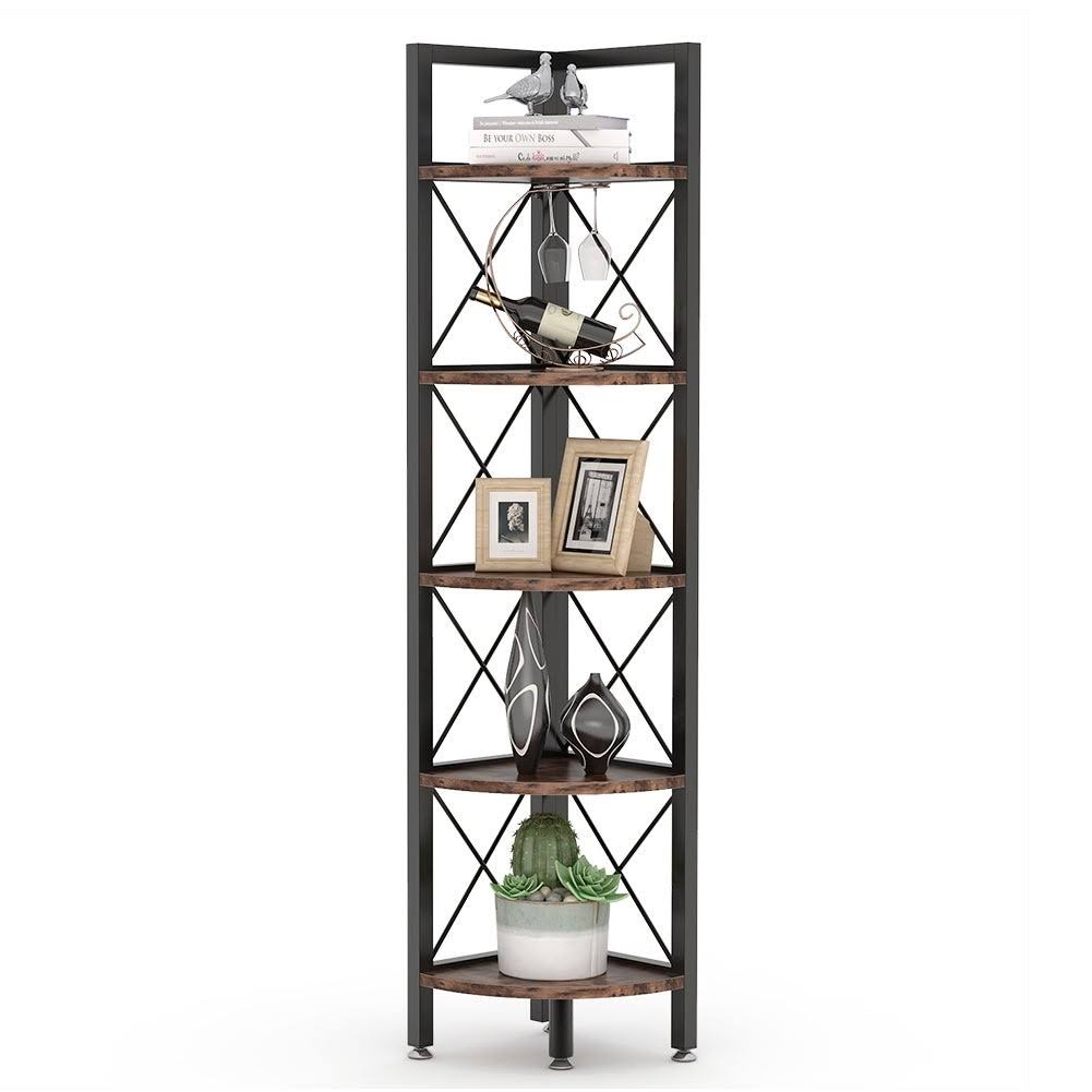 5 Tier Corner Bookshelf Bookcase Brown G844