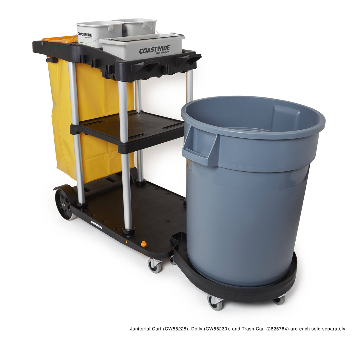 Black/Gray 3 Shelves Janitorial Cart Z727