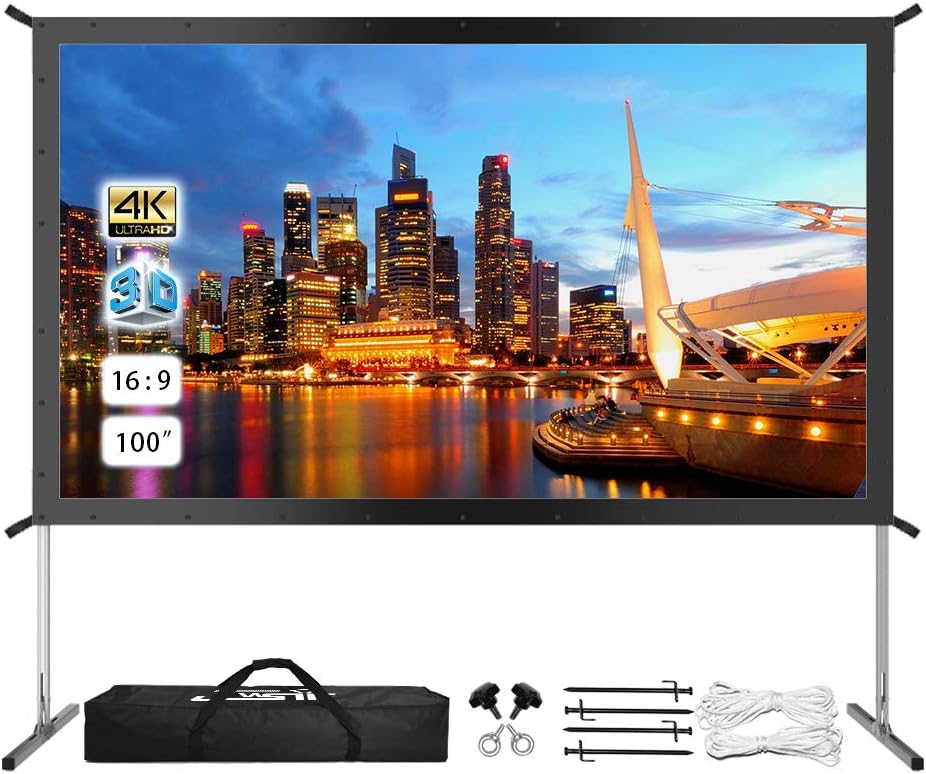 120 inch Portable Foldable Projector Screen and Stand with Carrying Bag O965
