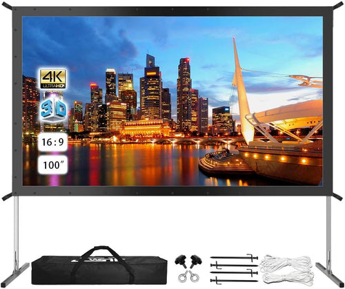 120 inch Portable Foldable Projector Screen and Stand with Carrying Bag O965