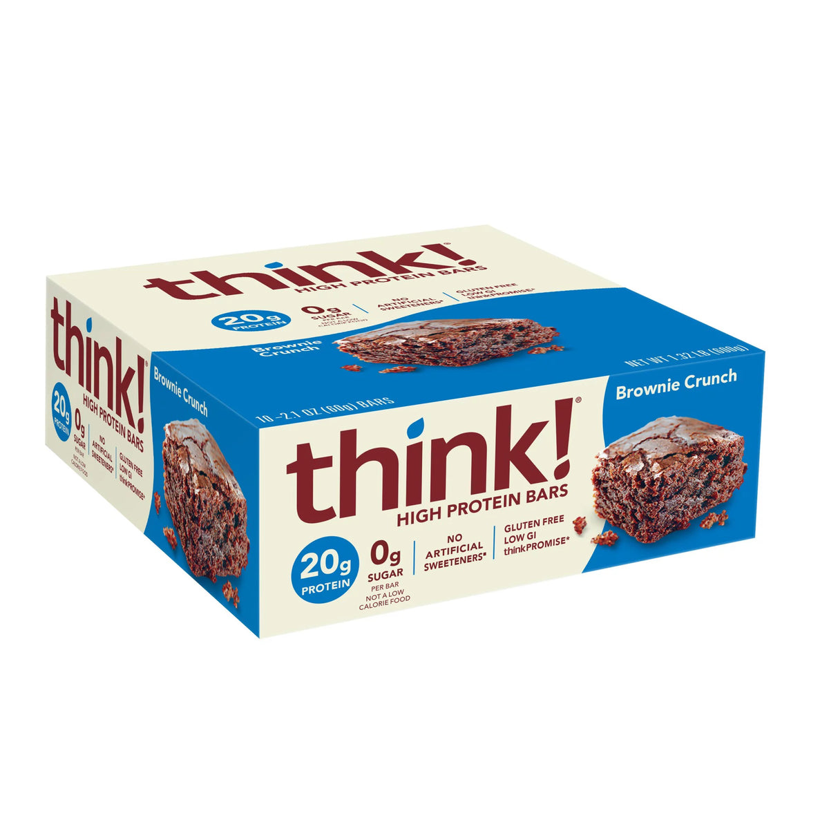 High Protein Bar, Brownie Crunch, 20g Protein, Gluten Free, 10 Count S9136