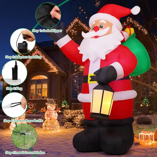 8 FT Inflatable Waving Santa Claus with Built-in LEDs O55789