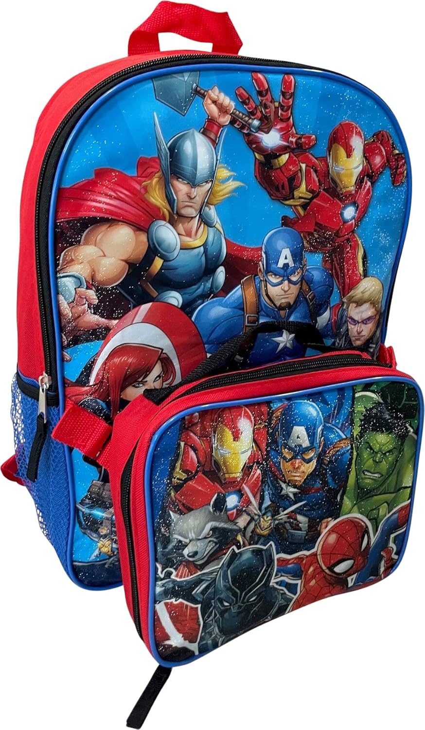 15 Inch Kids Backpack With Removable Lunch Box Set (Red-Blue) U118