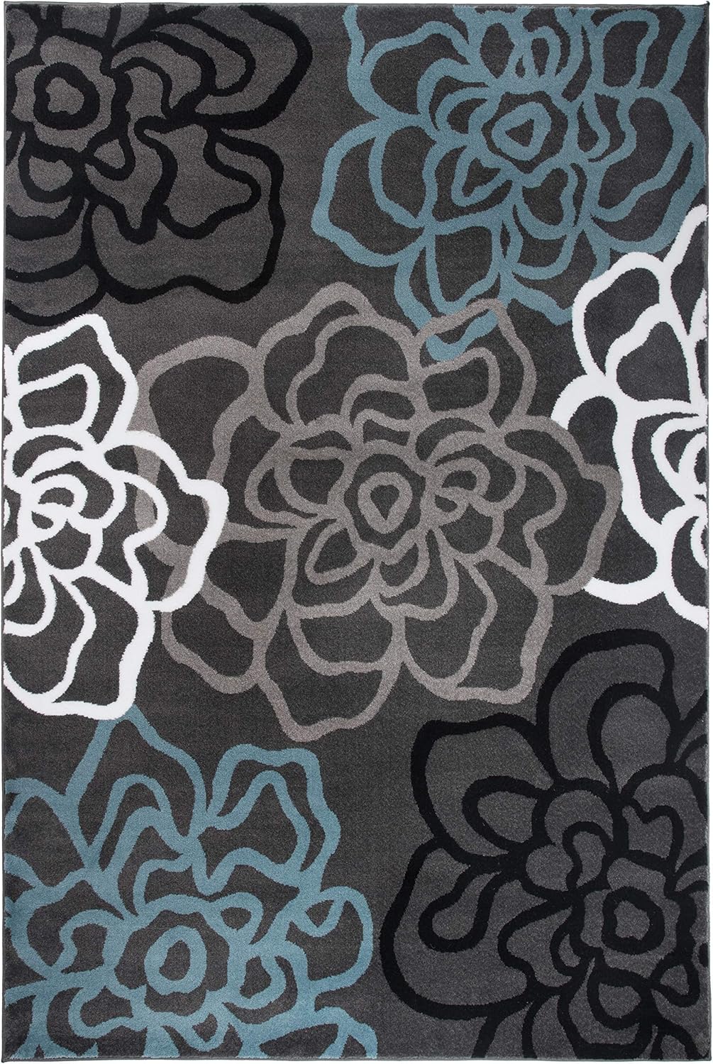 Gray Floral Abstract Area Rug 5' 3" X 7' 3" N4558