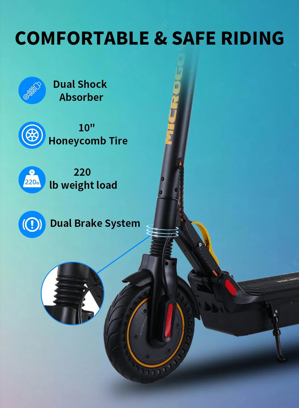 500W Motor 10 Honeycomb Tires Foldable Electric Scooter P891