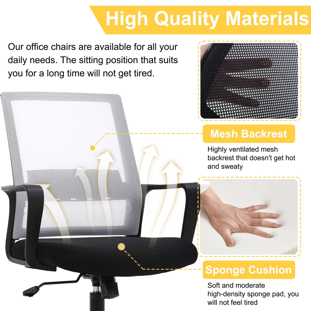 White Mesh Office Chair with Lumbar Support G153