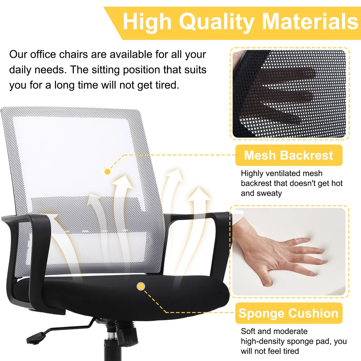 White Mesh Office Chair with Lumbar Support G153