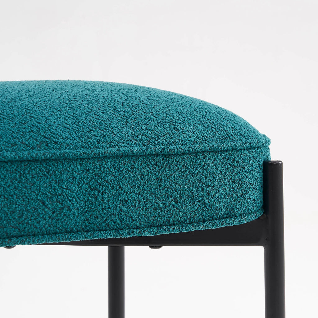 Pine Green Boucle Vanity Stool Ottoman T71985