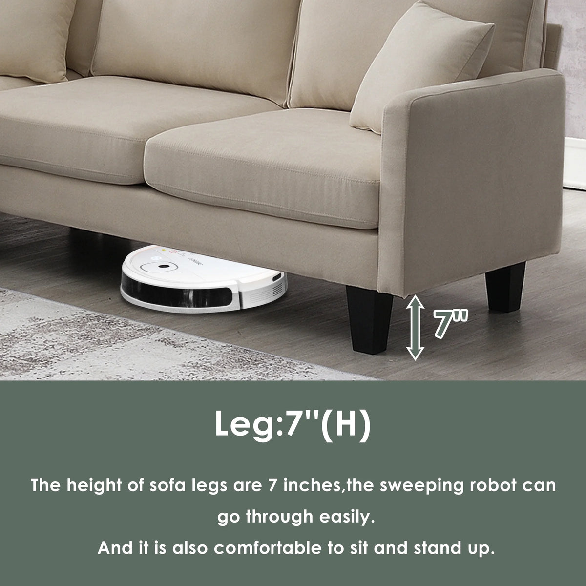 Beige L Shape Sectional Sofa with Recliner U255978