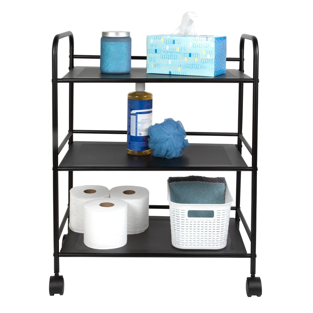 3 Tier Metal Cart with Wheels, Black E979523