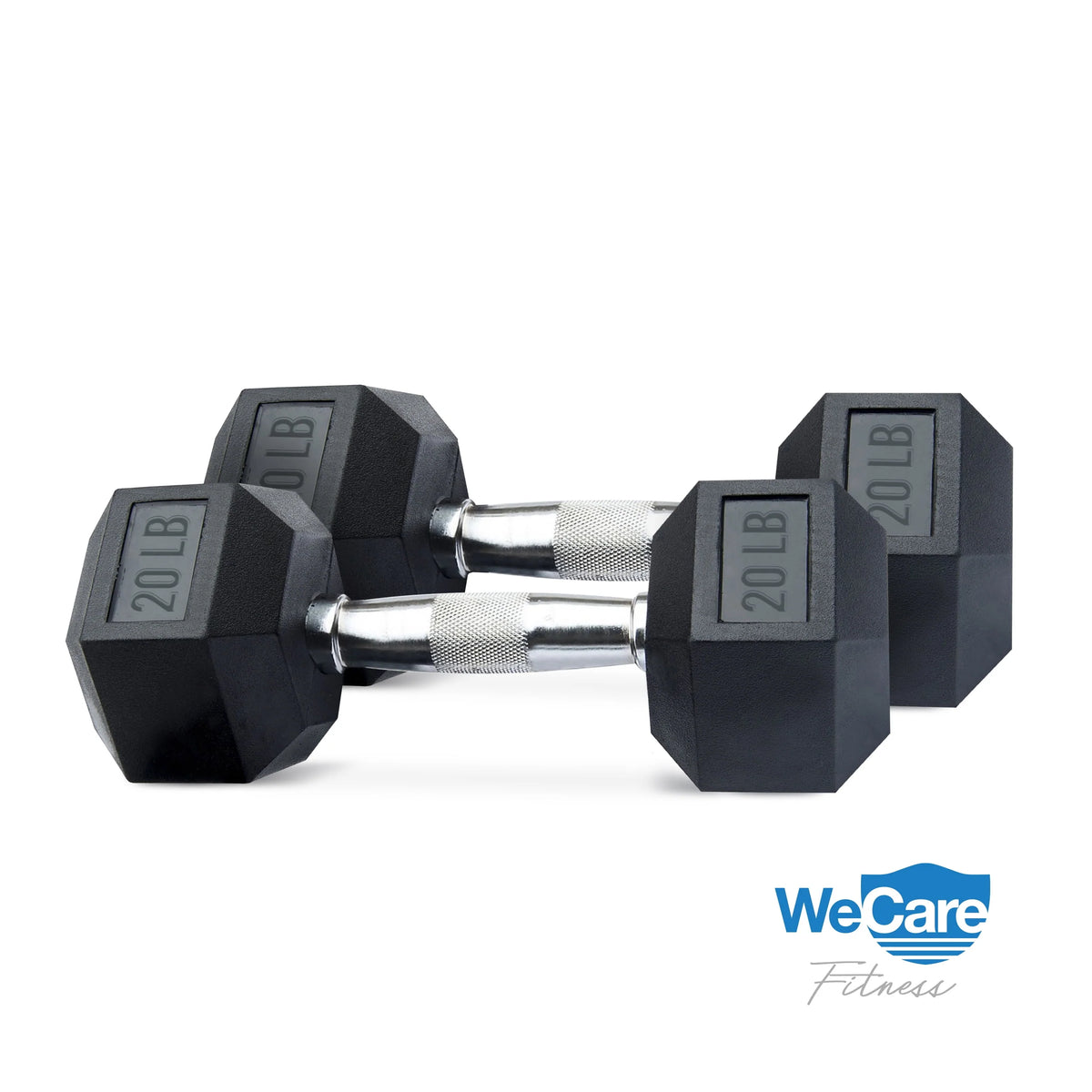 20lb Rubber Chrome Dumbbells Pair J1648