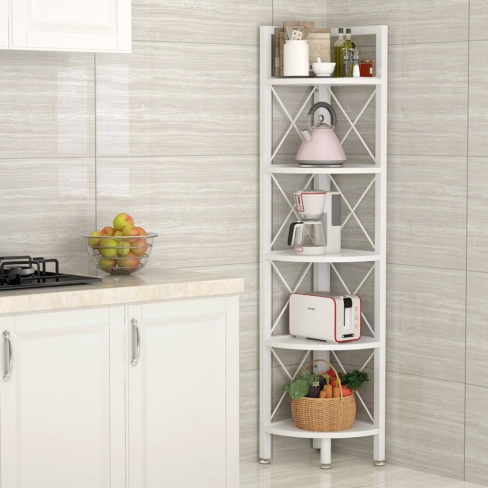 5 Tier Corner Bookshelf Bookcase Brown G844
