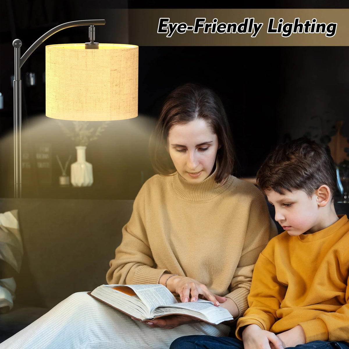 Tall Modern Floor Lamp with Linen Shade L50419