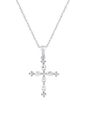 10K White Gold Marquise and Round Diamond Cross Pendant Necklace M4640
