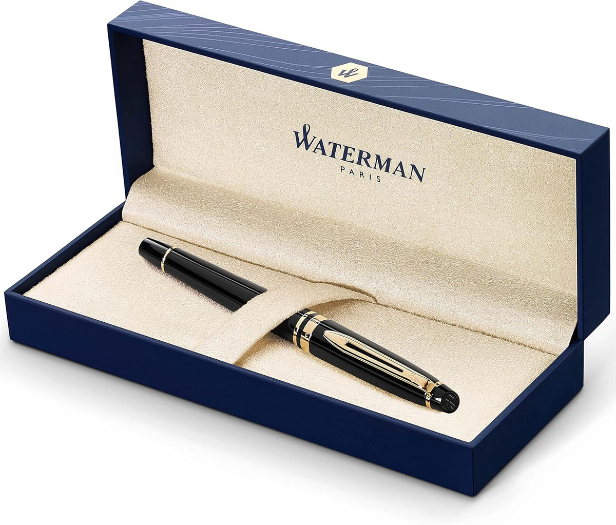 Rollerball Pen, Gloss Black with 23k Gold Trim, Fine Point, Pack of 2 I807604