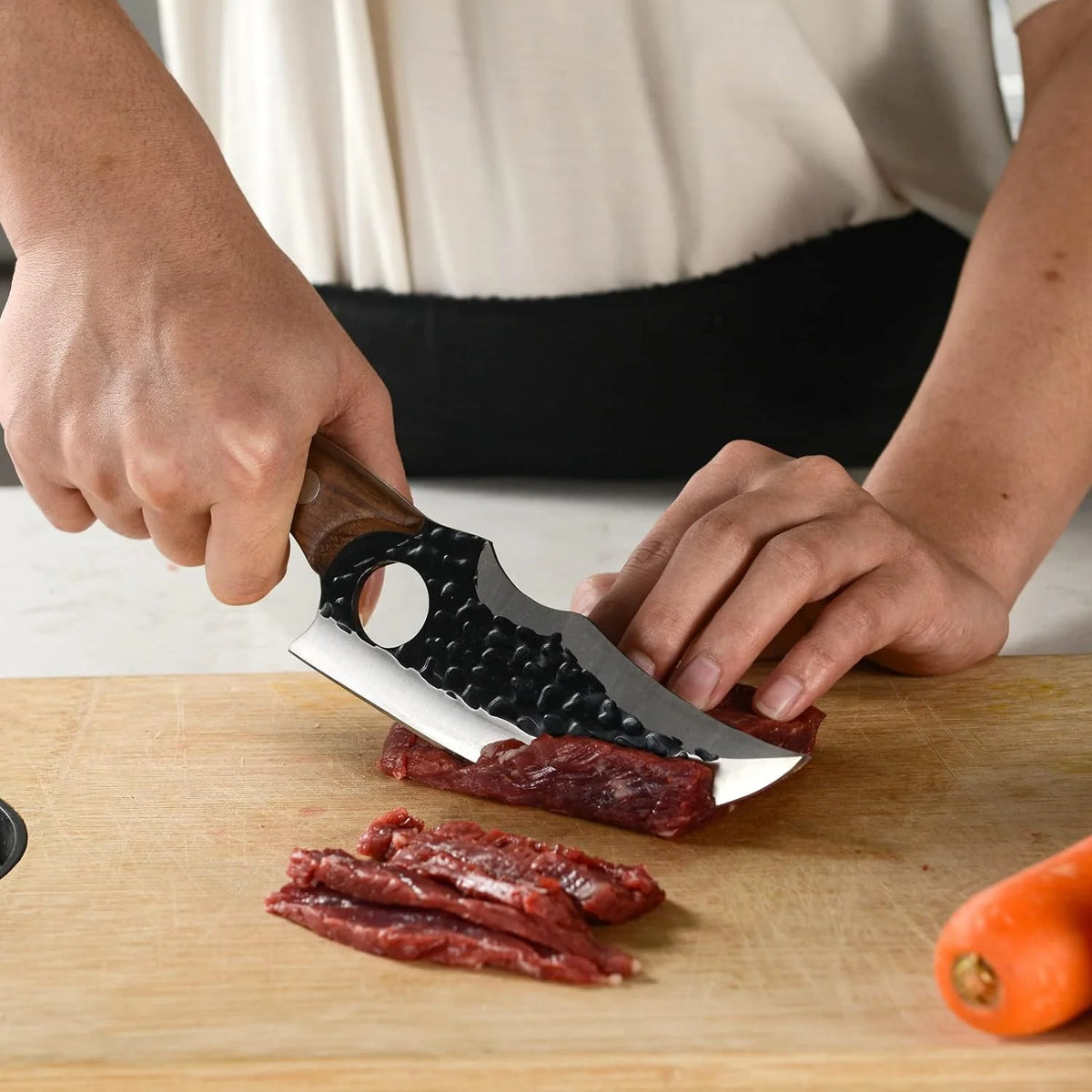 6 Inch High Carbon Steel Meat Cleaver Boning Knife with Sheath F588