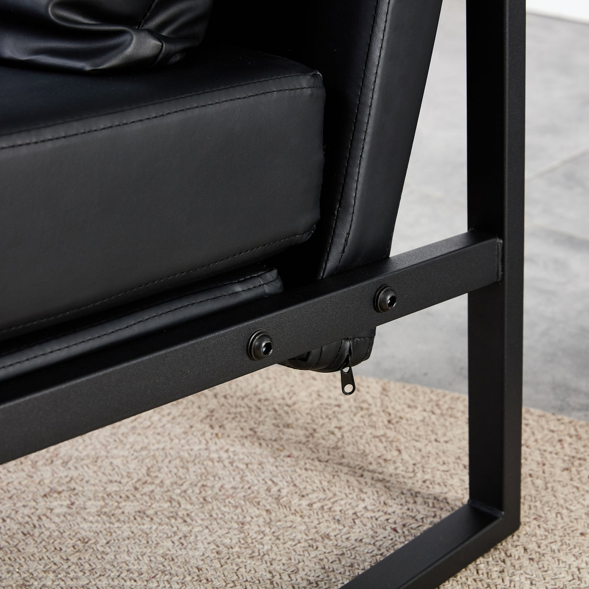 Black PU Leather Accent Armchair with Metal Frame G11580