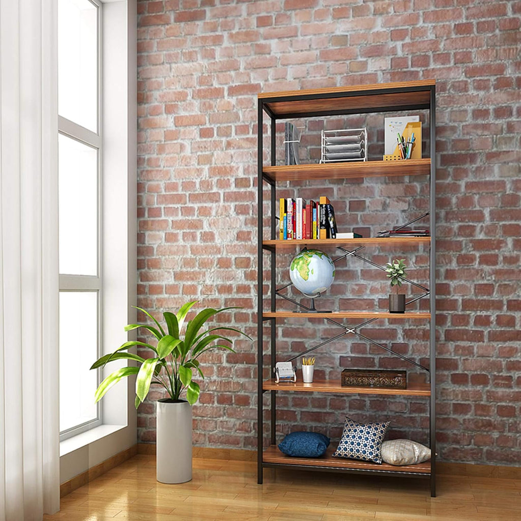 5-Tier Rustic Wood Bookcase P500599
