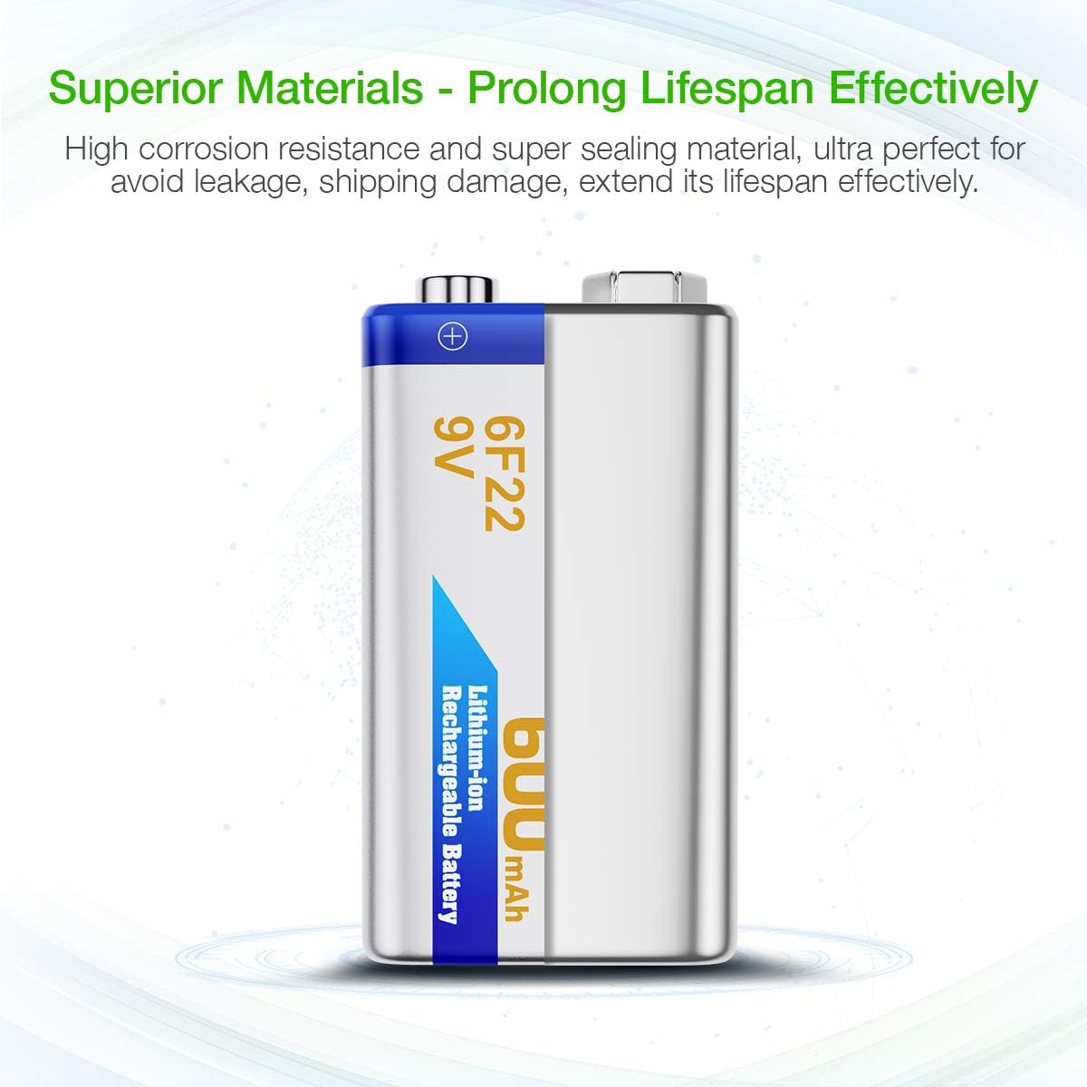 9V Li-ion Rechargeable Batteries 600mAh 4-Pack with LCD Smart Battery Charger M938742