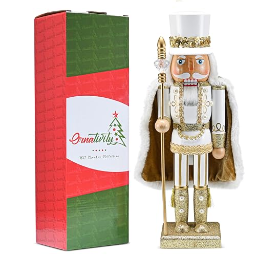 Gold and White Wooden Nutcracker Figure 14" I41881