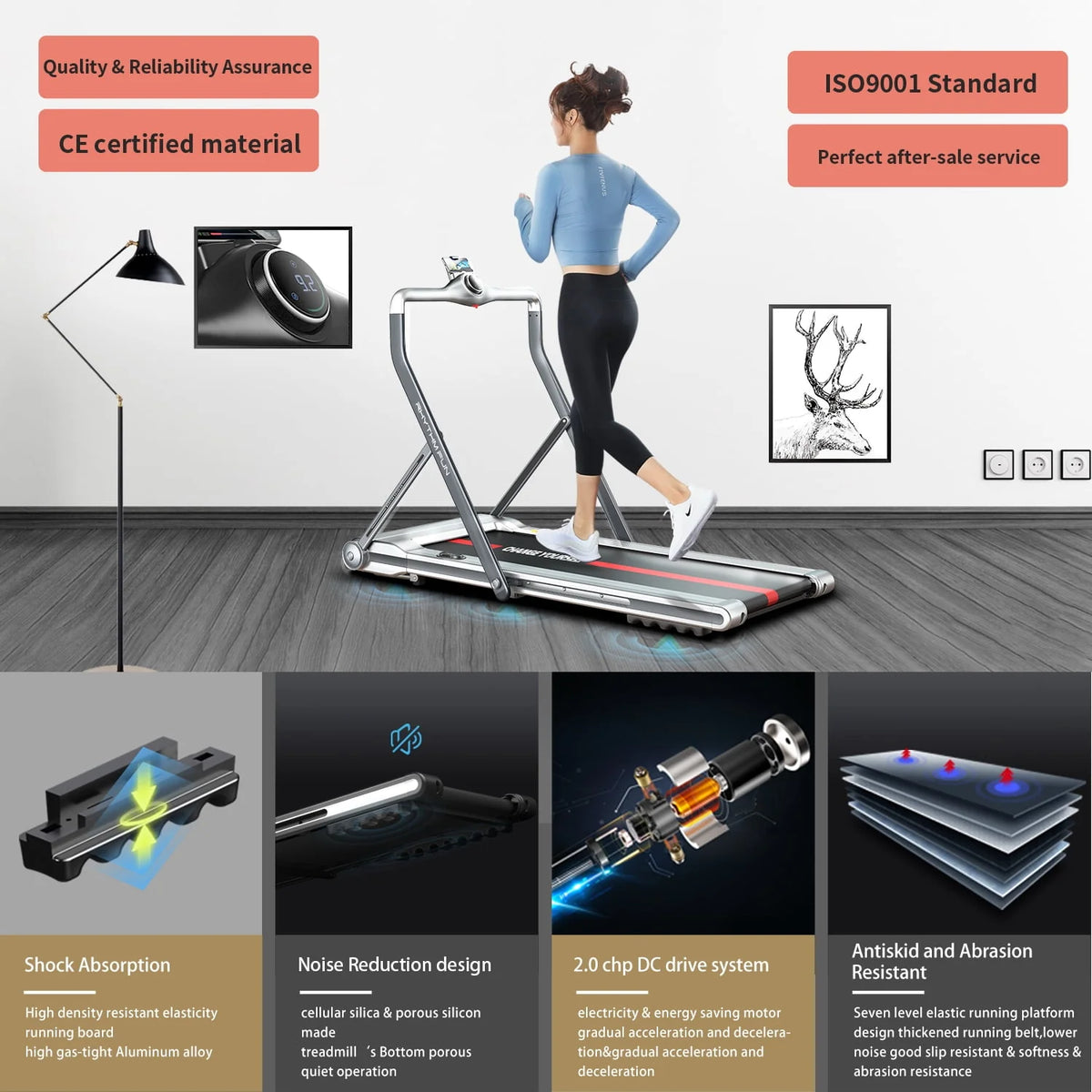 2 in 1 Folding Treadmill with 18 Wide Tread Belt L44395