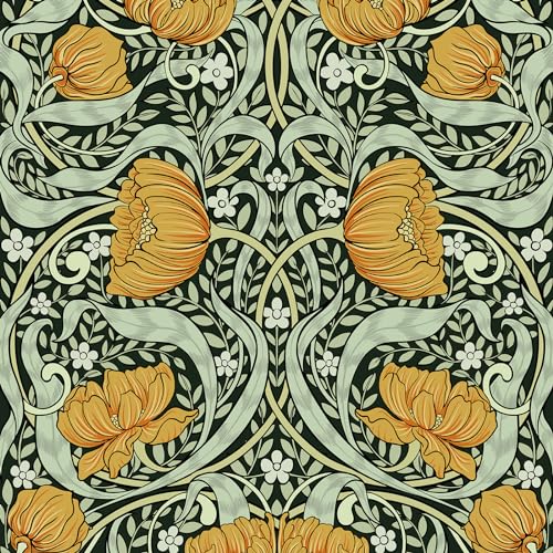 Green Removable Floral Wallpaper 17.7in x 9.8ft M44561