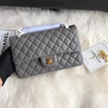 Grey Lambskin Leather Flap Bag P716363