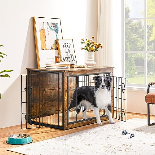 27.5'' Wooden Dog Crate Furniture with Cushion W20329