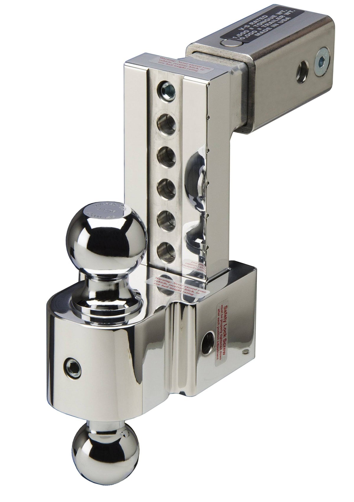 2.50-Inch Receiver Hitch Anti-Rattle Adjustable Ball Mount with 2-Inch and 2-5/16-Inch Chrome Ball E561