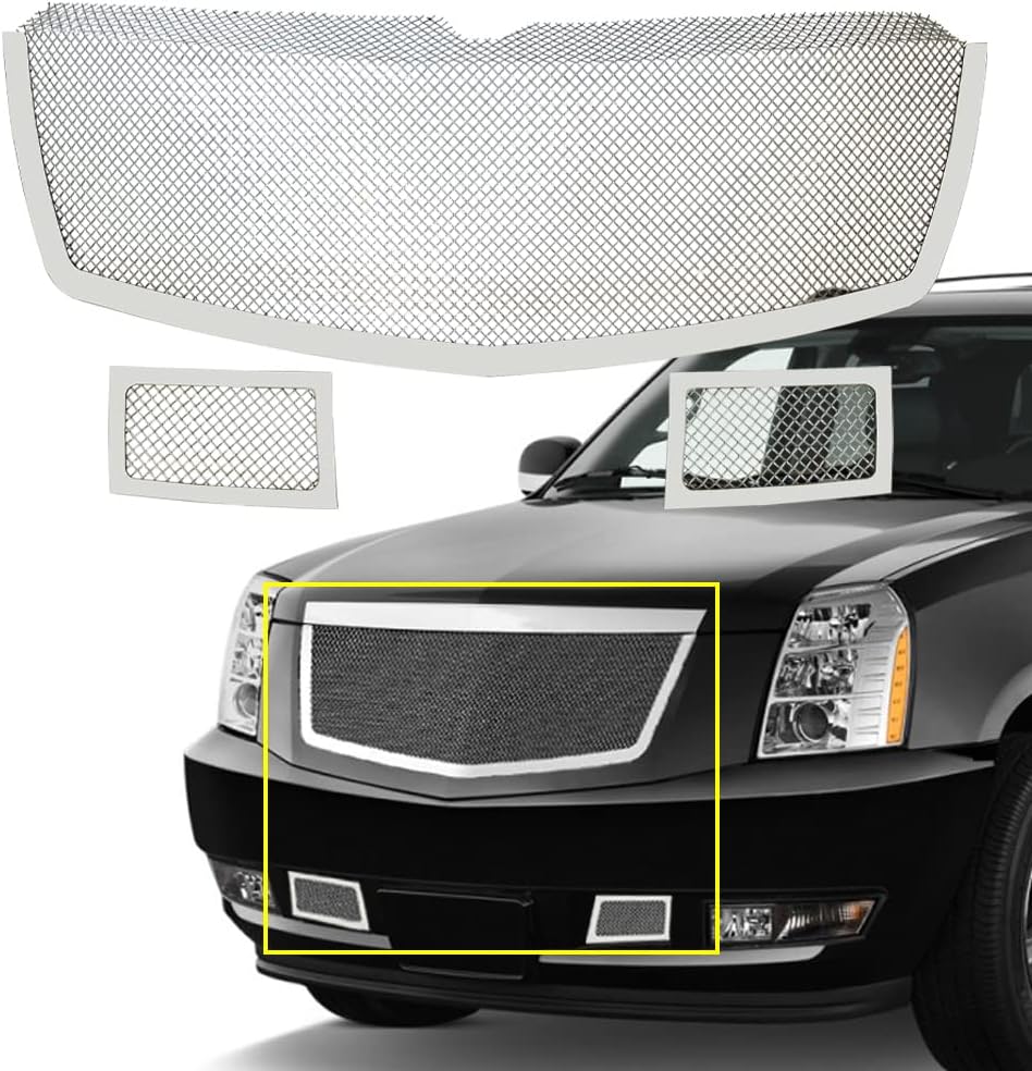 Chrome Stainless Steel Mesh Grille Grill Insert Combo E5869