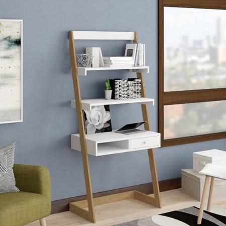 White L-Shaped Ladder Desk R550778