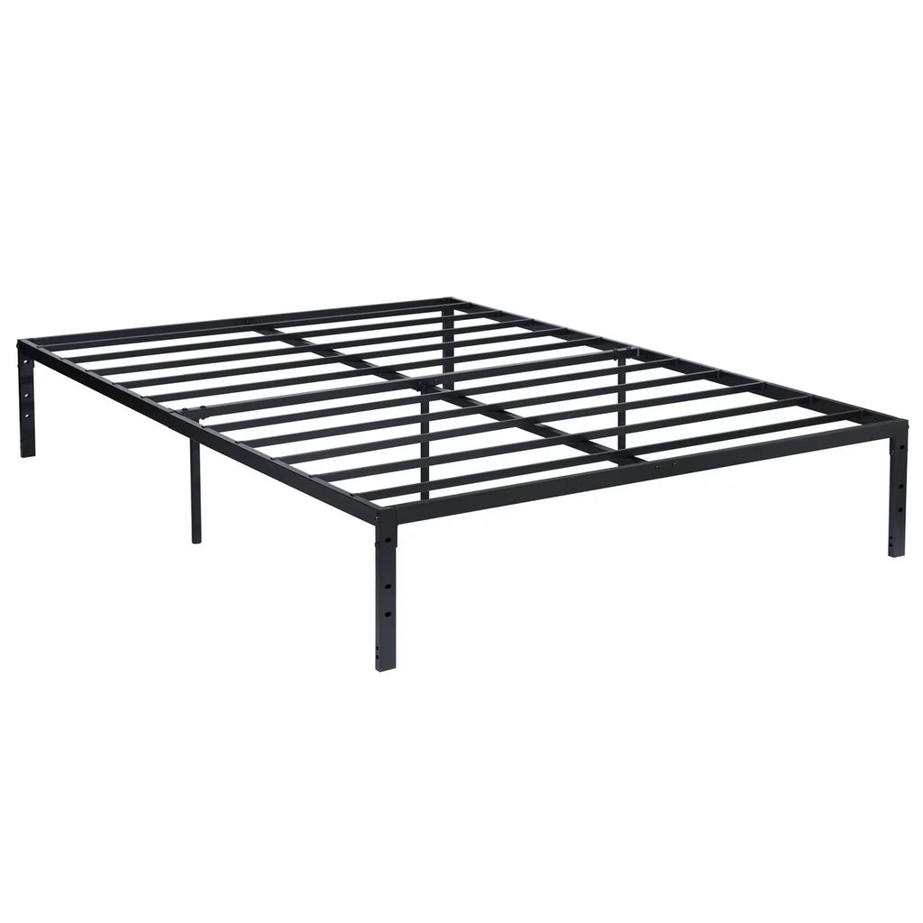 Queen Size Black Metal Slat Bed Frame Y81659
