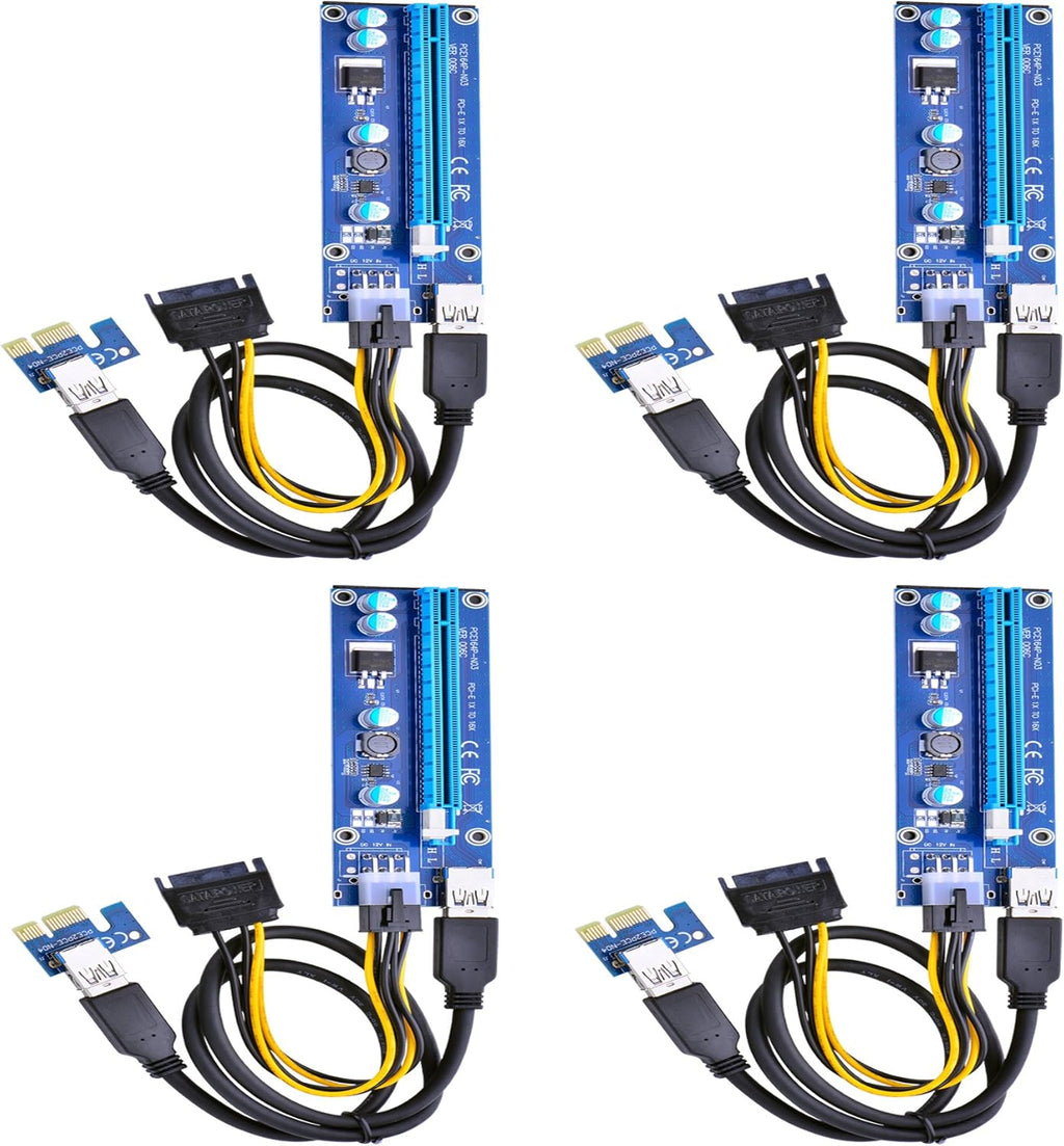 PCI Express 16x to 1x Powered Riser Adapter Card with USB 3.0 Extension Cable and SATA Power Cable 2 Pack K70547