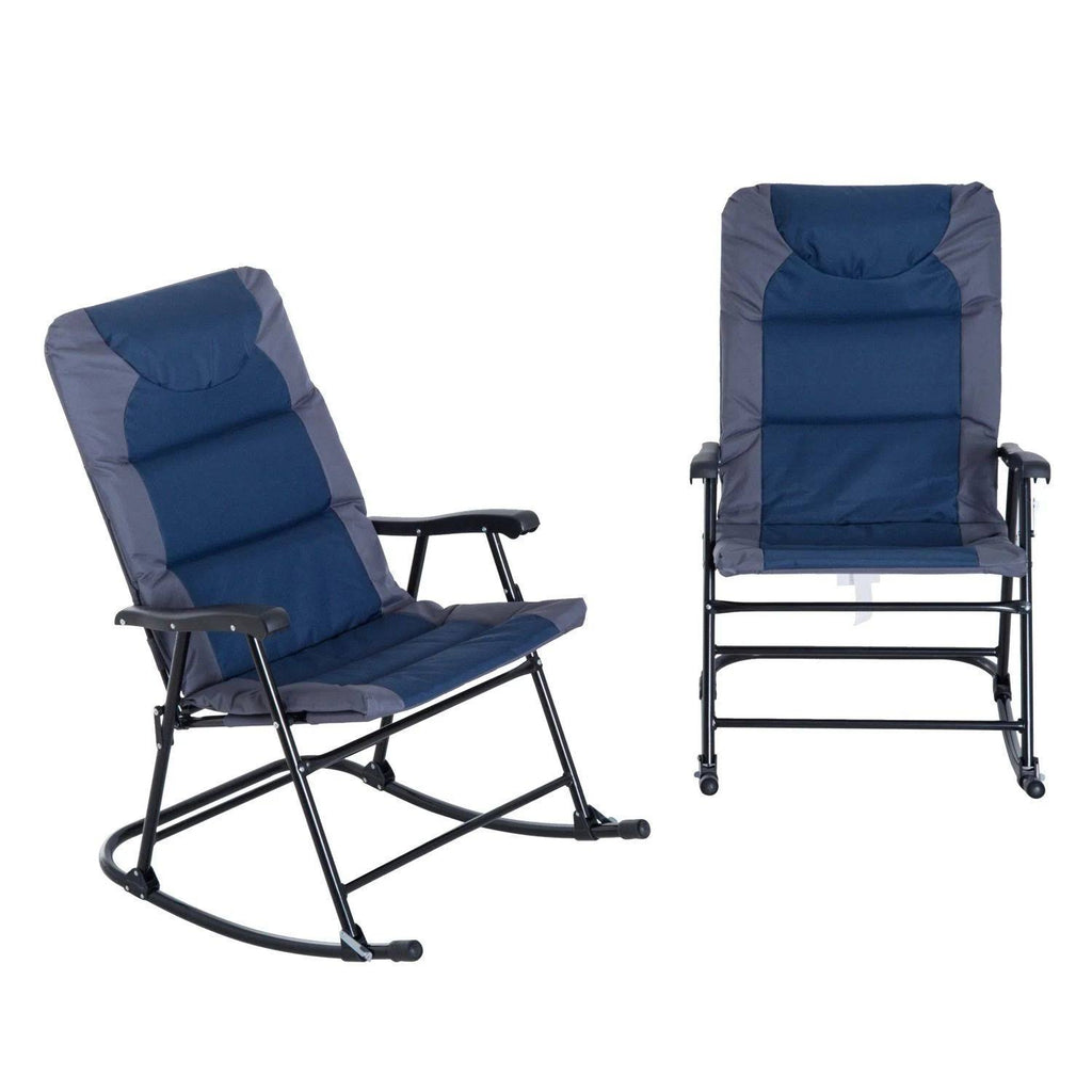 Blue Folding Padded Outdoor Camping Rocking Chair Set Z945