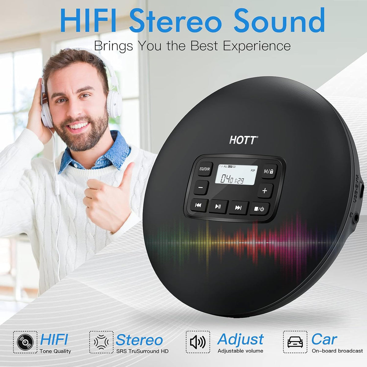 Portable CD Player with Headphones, Black, Pack of 2 W18968