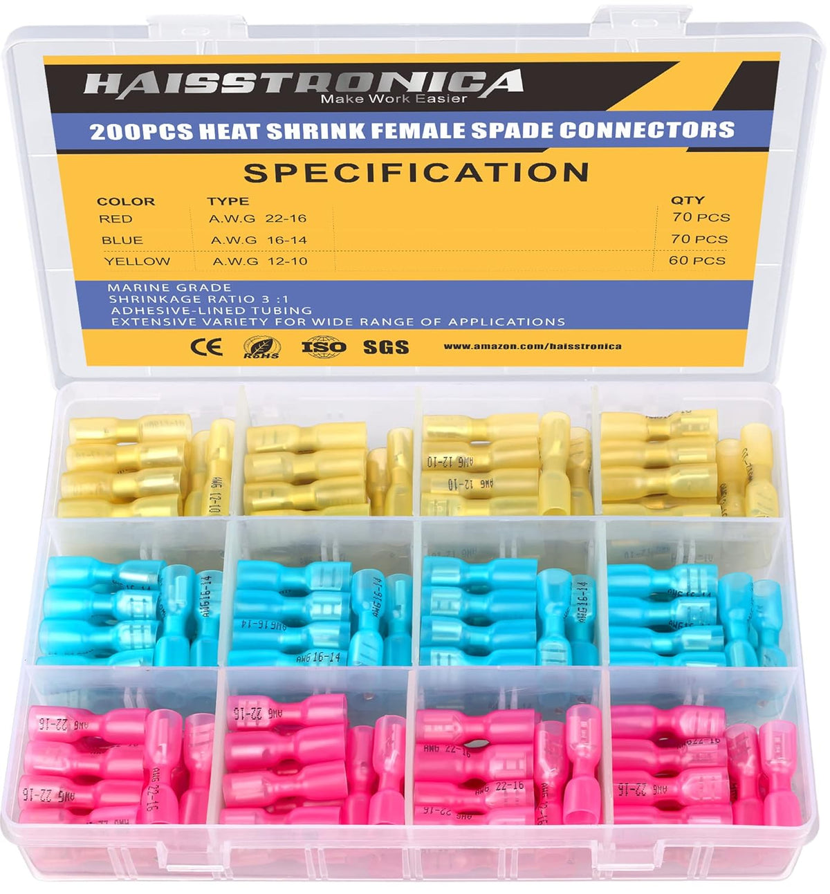 260PCS Heat Shrink Spade Connectors U4848